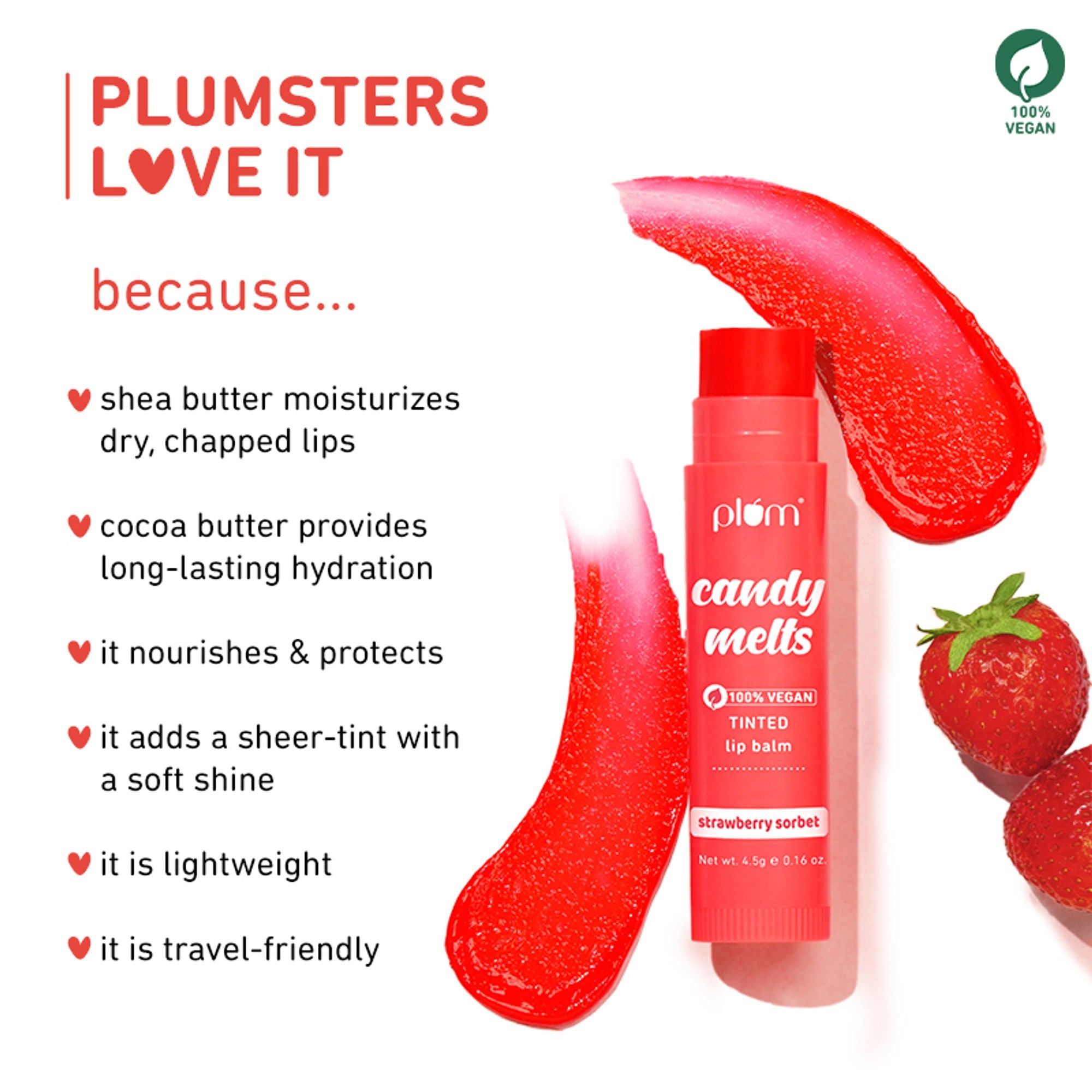 Plum Candy Melts Tinted Lip Balm - Strawberry Sorbet