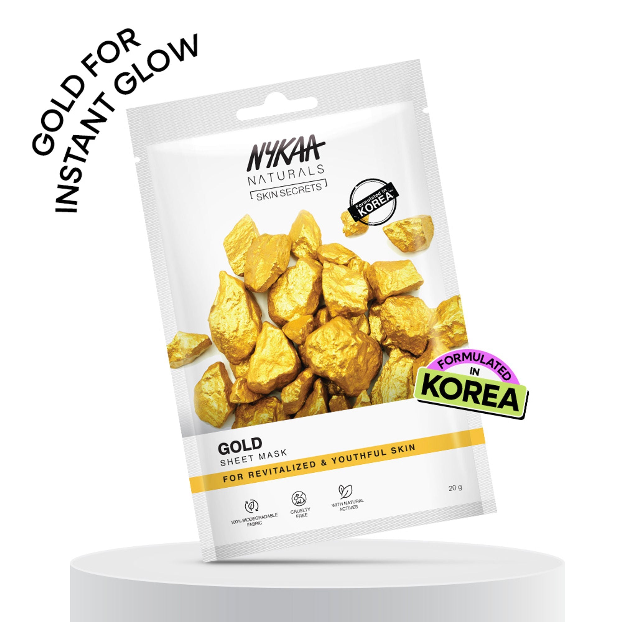 Nykaa Green Tea + Aloe Vera Sheet Mask For Hydrated Skin - Formulated in Korea - For All Skin Types - Gold