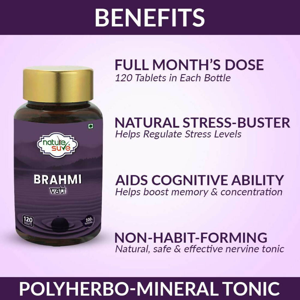 Nature Sure Brahmi Vati 120 Buddhiwardhak Ayurvedic Tablets