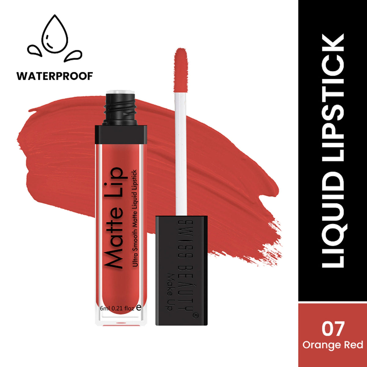 Swiss Beauty Ultra Smooth Matte Liquid Lipstick - 7 Orange Red