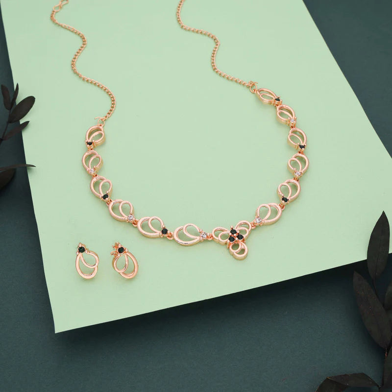 Tehzeeb Creations gold pleated choker gree stone nacklace with stud earrings THZ261