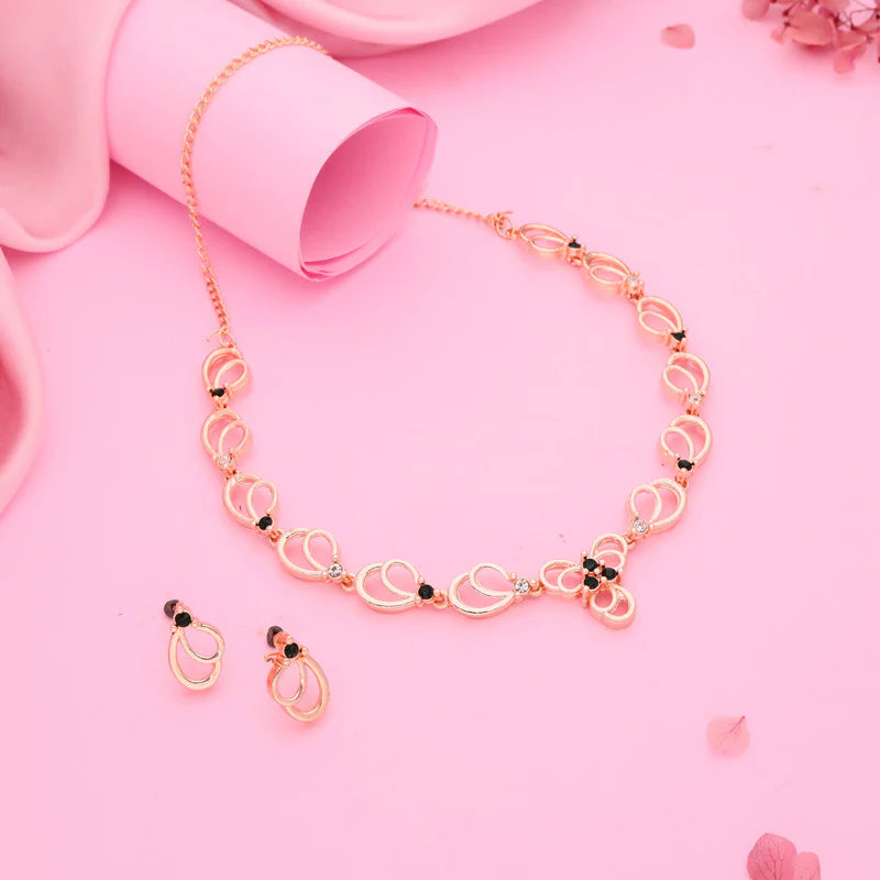 Tehzeeb Creations gold pleated choker gree stone nacklace with stud earrings THZ261