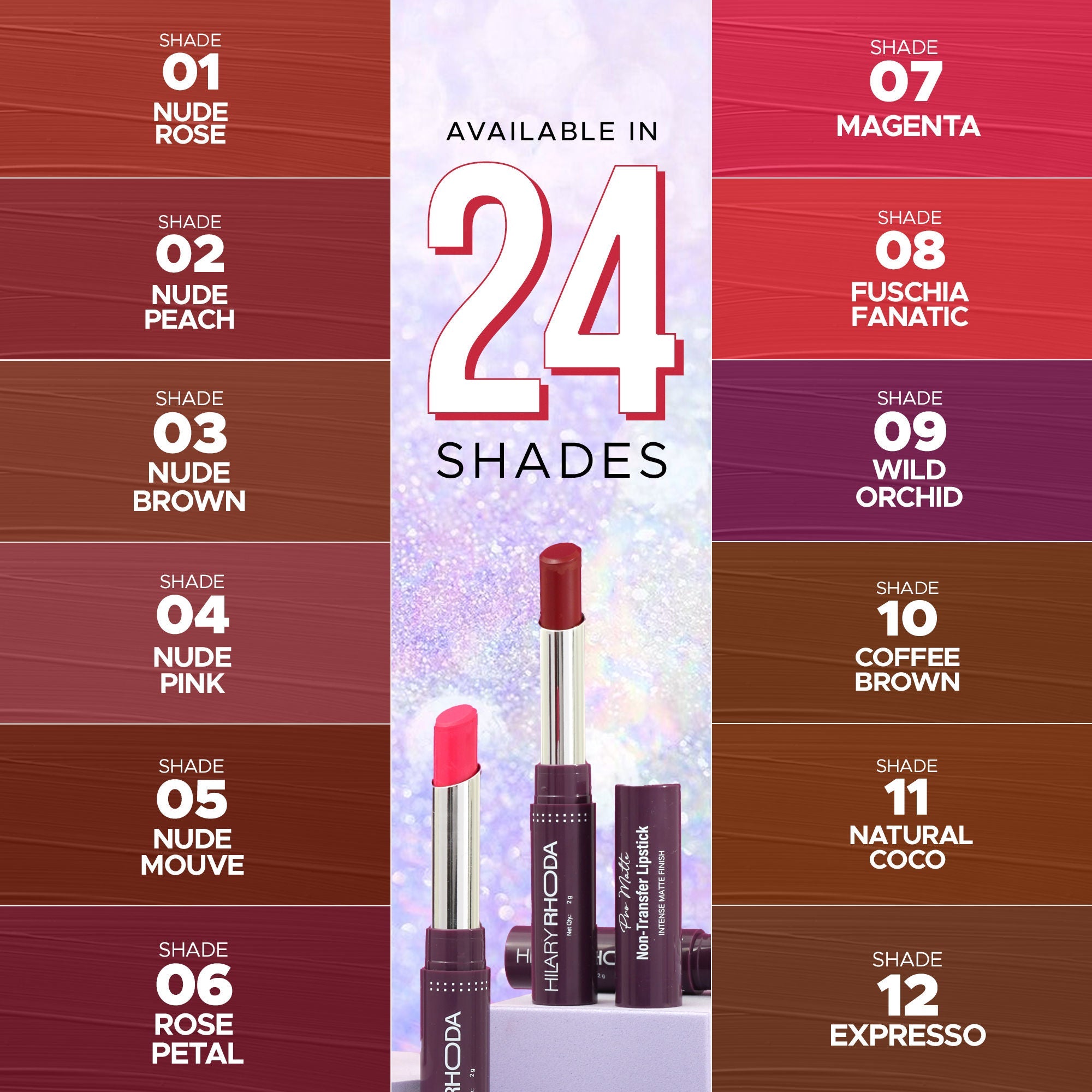 Hilary Rhoda Pro Matte Non-Transfer Waterproof Lipstick - Hot Plum 22