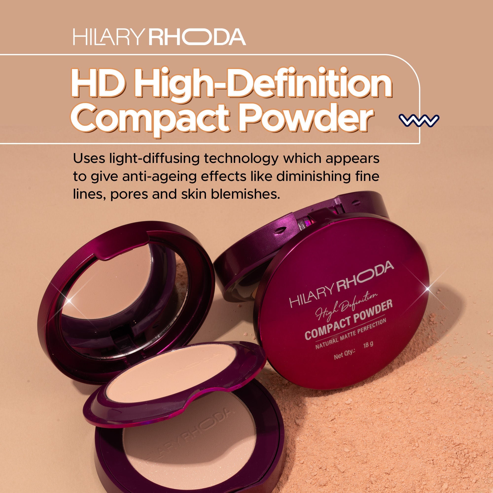 Hilary Rhoda HD High-Definition Matte Pressed Powder - Sand 04