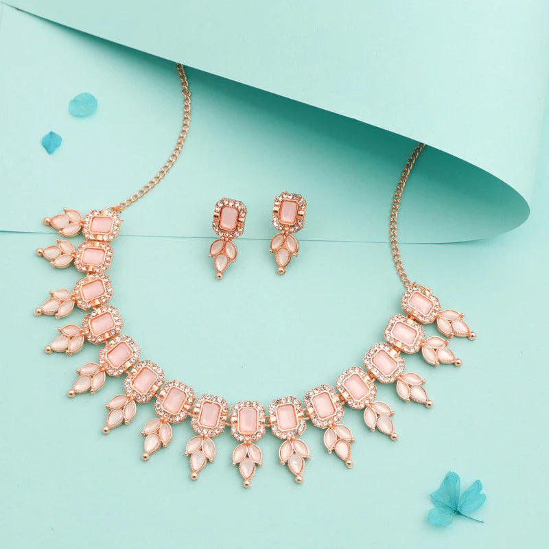Tehzeeb Creations baby pink colour choker with stud THZ289