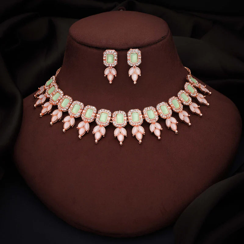 Tehzeeb Creations sea green colour choker with stud THZ292