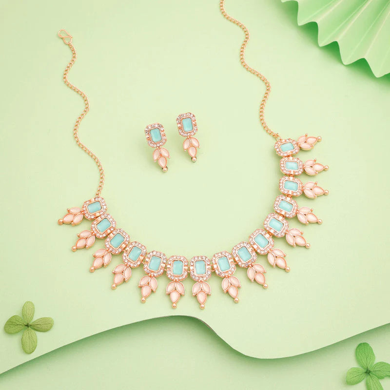 Tehzeeb Creations sky blue colour choker with stud THZ293