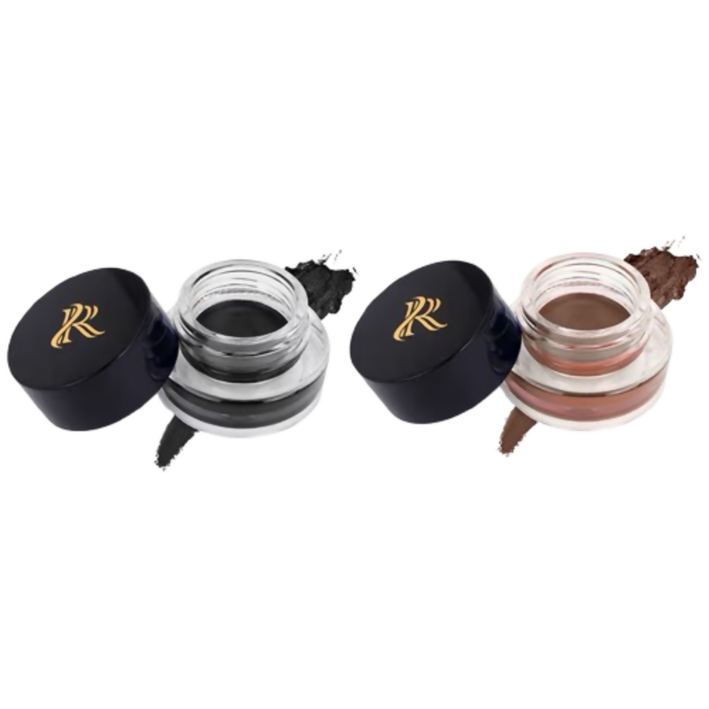 Ronzille 36Hr Waterproof And Smudge Proof Long Wear Gel Eyeliner With Brush - Black And Brown
