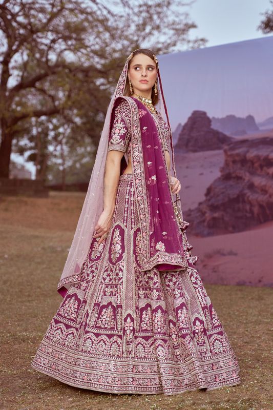 Aastha fashion Purple Slik lehanga blouse Sequinned Work