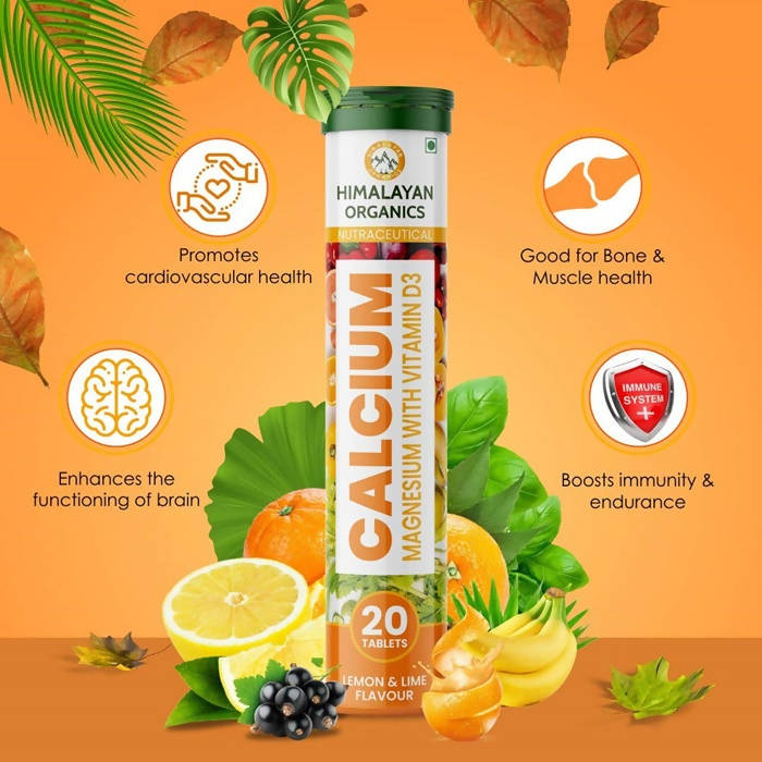 Himalayan Organics Calcium, Magnesium With Vitamin D3 Lemon & Lime Flavour Tablets