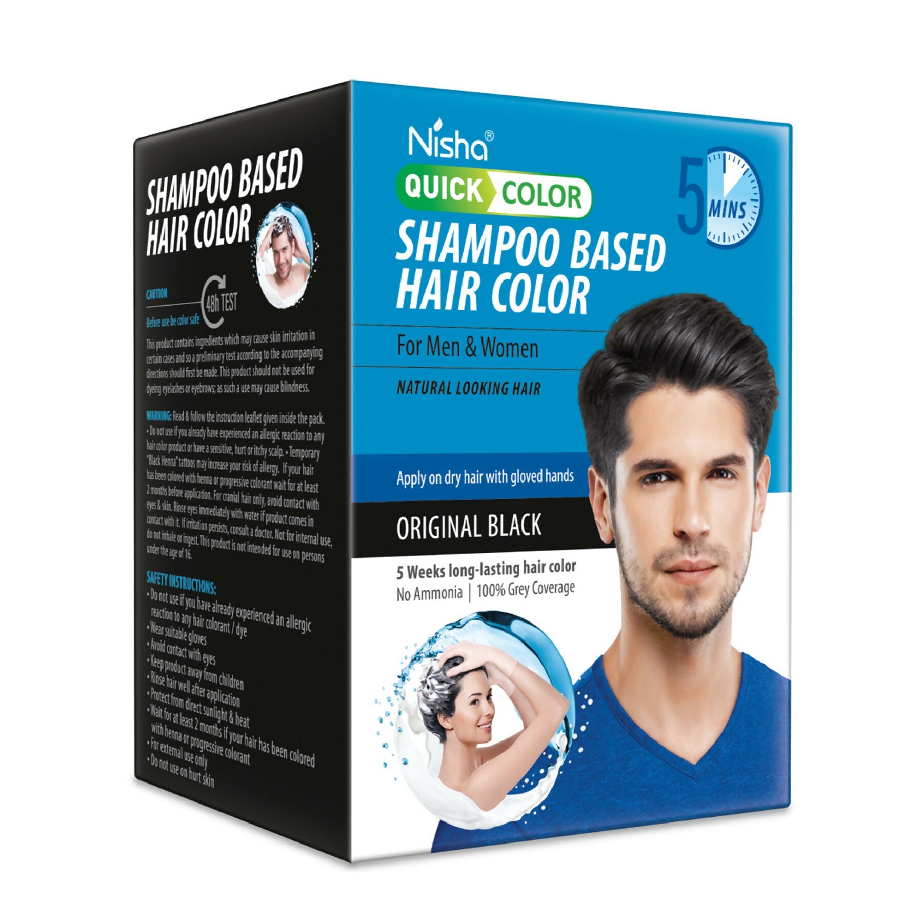 Nisha Quick Color Shampoo Hair Color-Original Black