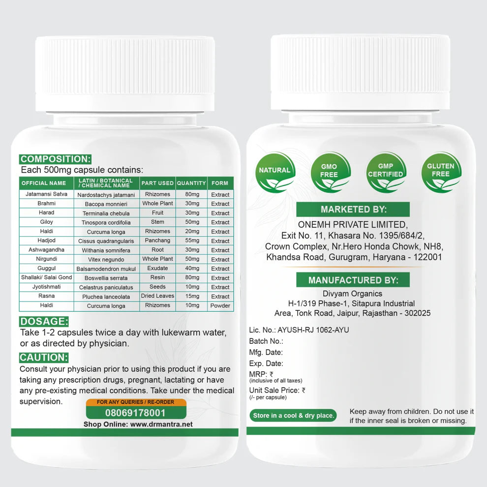 Dr Mantra Herbal Joint Pain Relief Capsules| 30 Caps