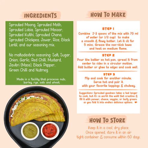 Gladful Achari Chilla with Sprouted Moong Instant Mix