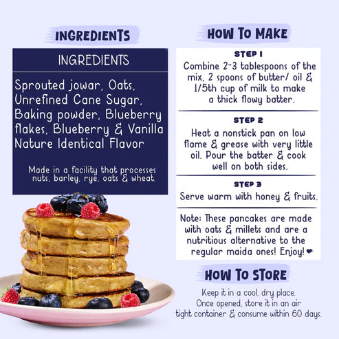 Gladful Blueberry Pancake with Jowar & Oats