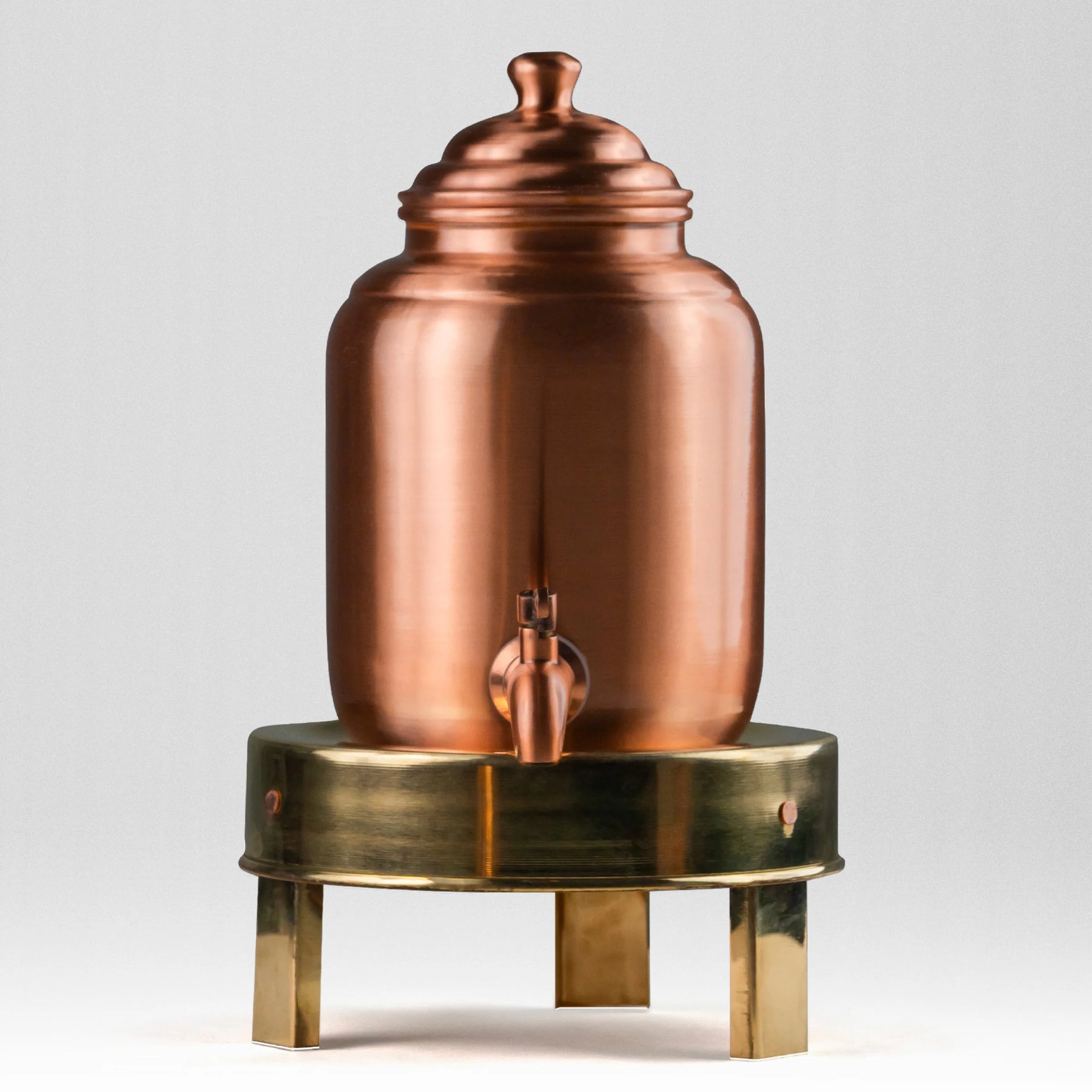 Health Smith Pure Copper Pineapple Water Dispenser with Brass Stand