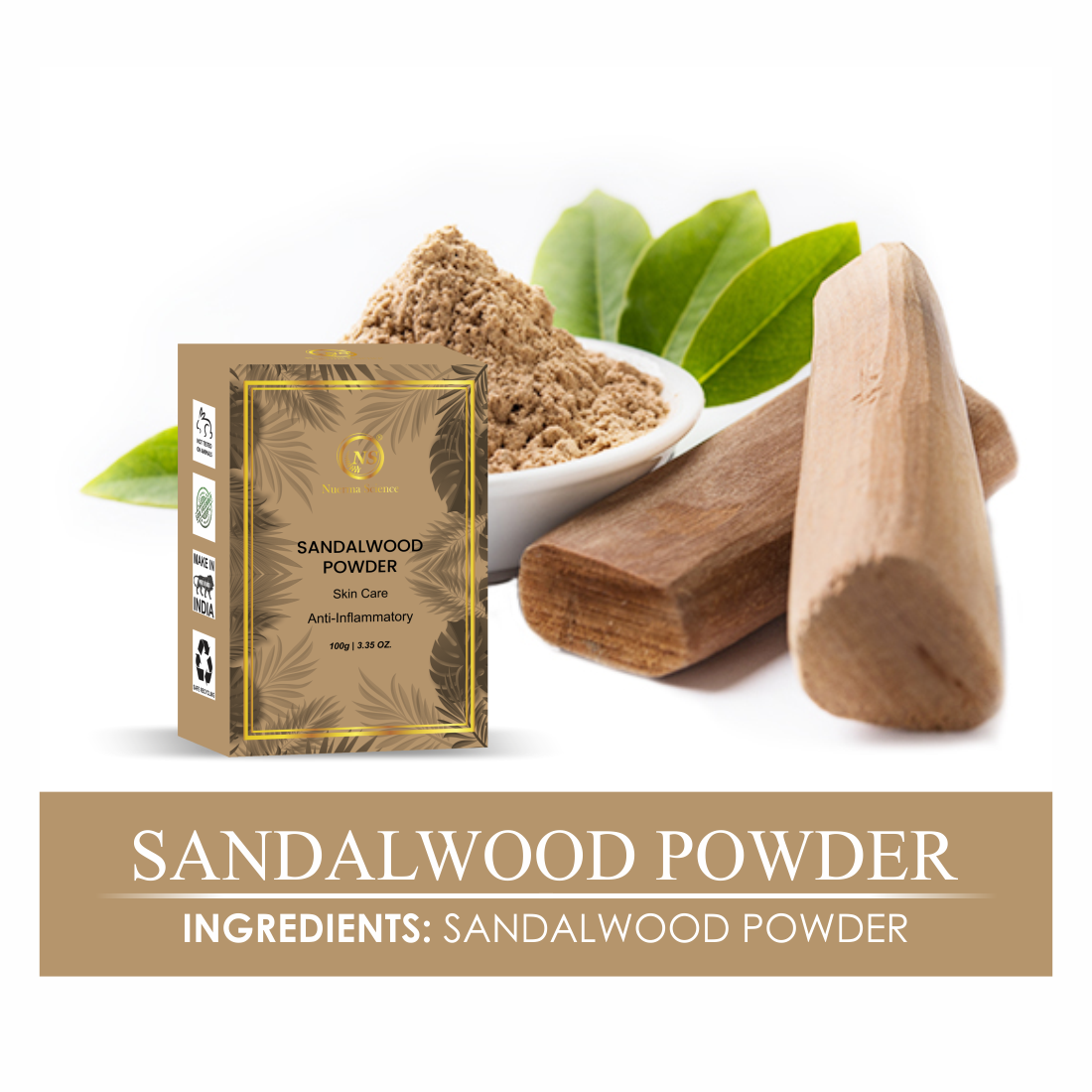 Nuerma Science Sandalwood(Chandan) Powder for De Tan, Glowing skin & Ageing Marks