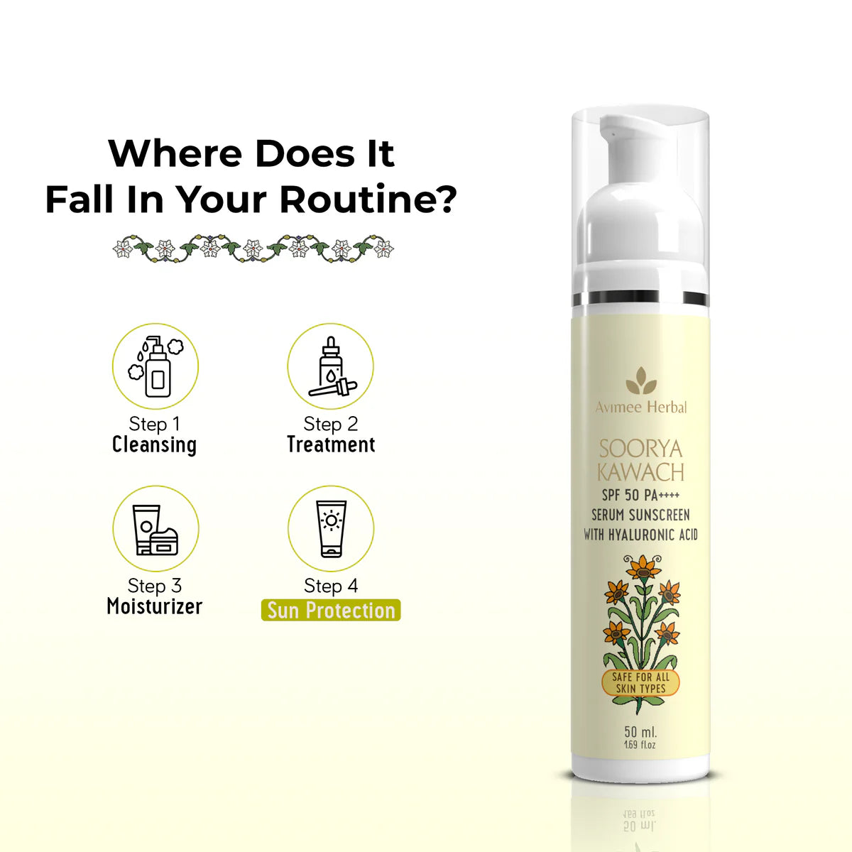 Avimee herbal Soorya Kawach SPF 50 PA++++ Hyaluronic Acid Serum Sunscreen