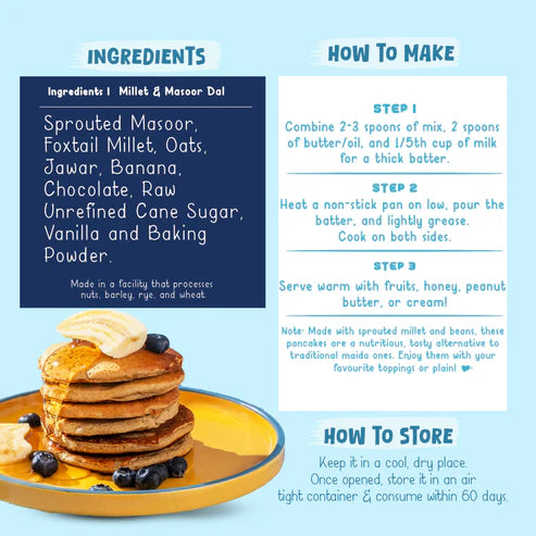 Gladful Choco Banana Pancake Mix with Sprouted Millets & Lobia Masoor Protein