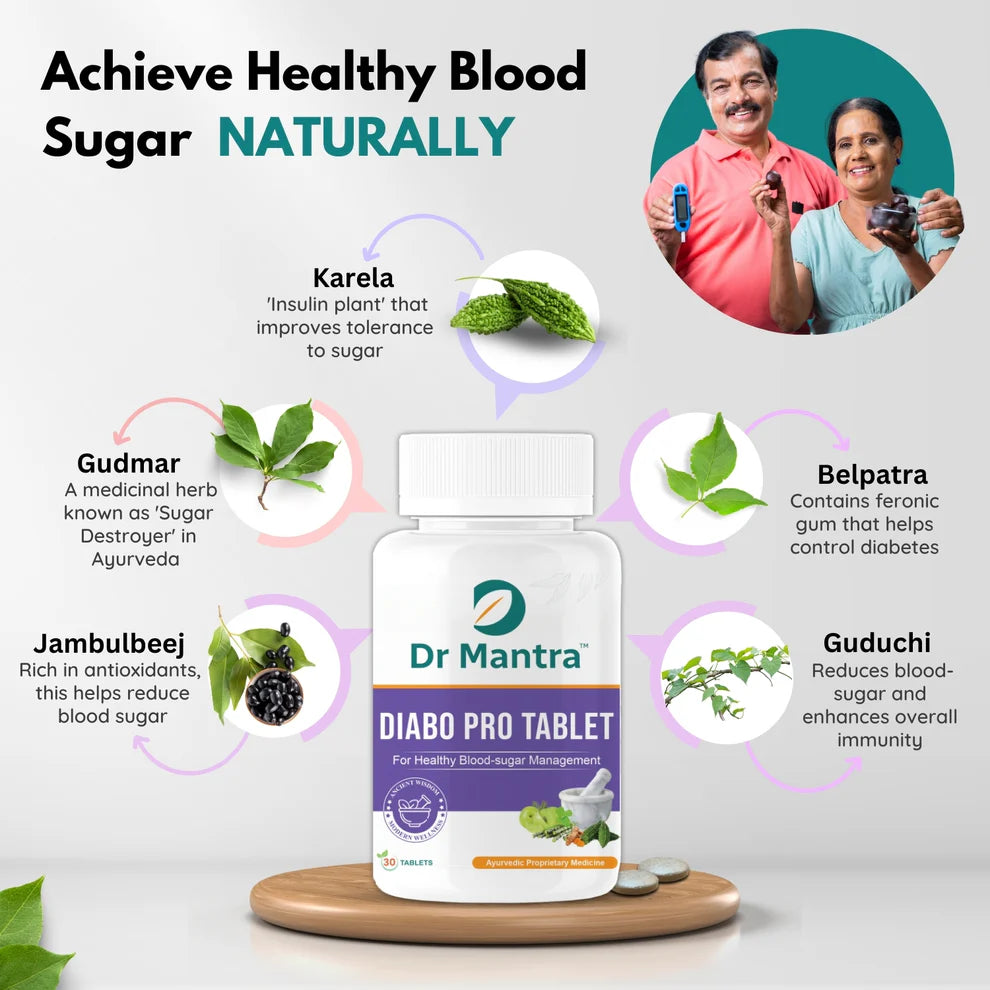 Dr Mantra Diabo Pro Tablets Supplement for healthy blood sugar levels| 30 Tablets