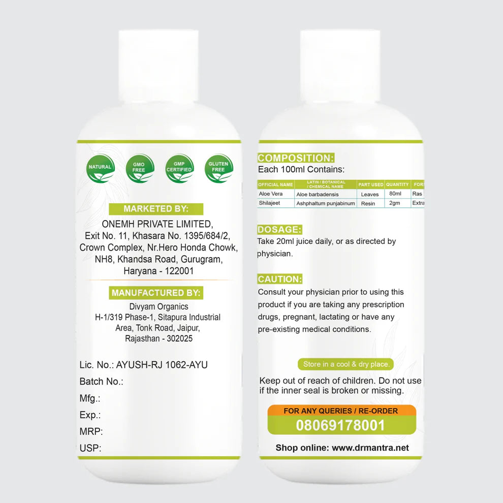 Dr Mantra Sugar-free Ashwagandha Juice for Energy & Stamina in Men| 500ml