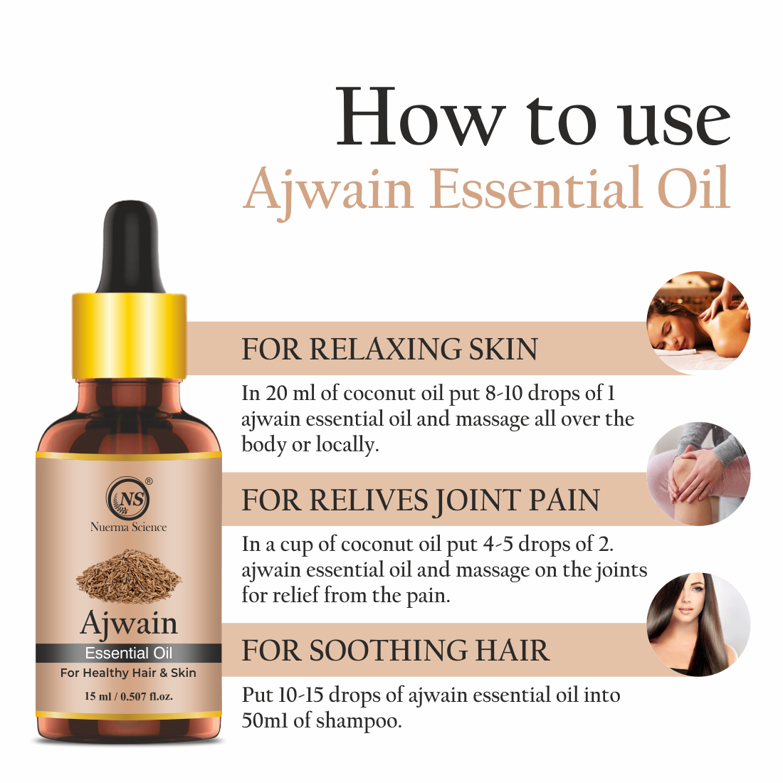 Nuerma Science Pure Ajwain Essential Oil For Skin Care & Hair Care
