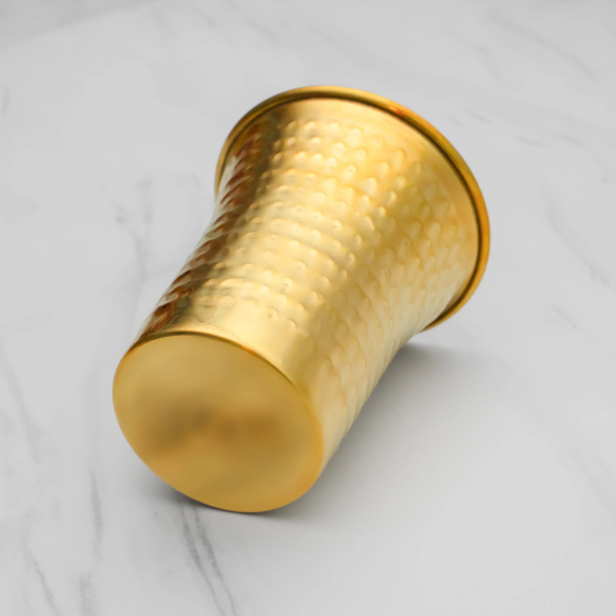 Health Smith Pure Brass Waterfall Glass with Hammered Finish - Lacquered for Shine & Protection