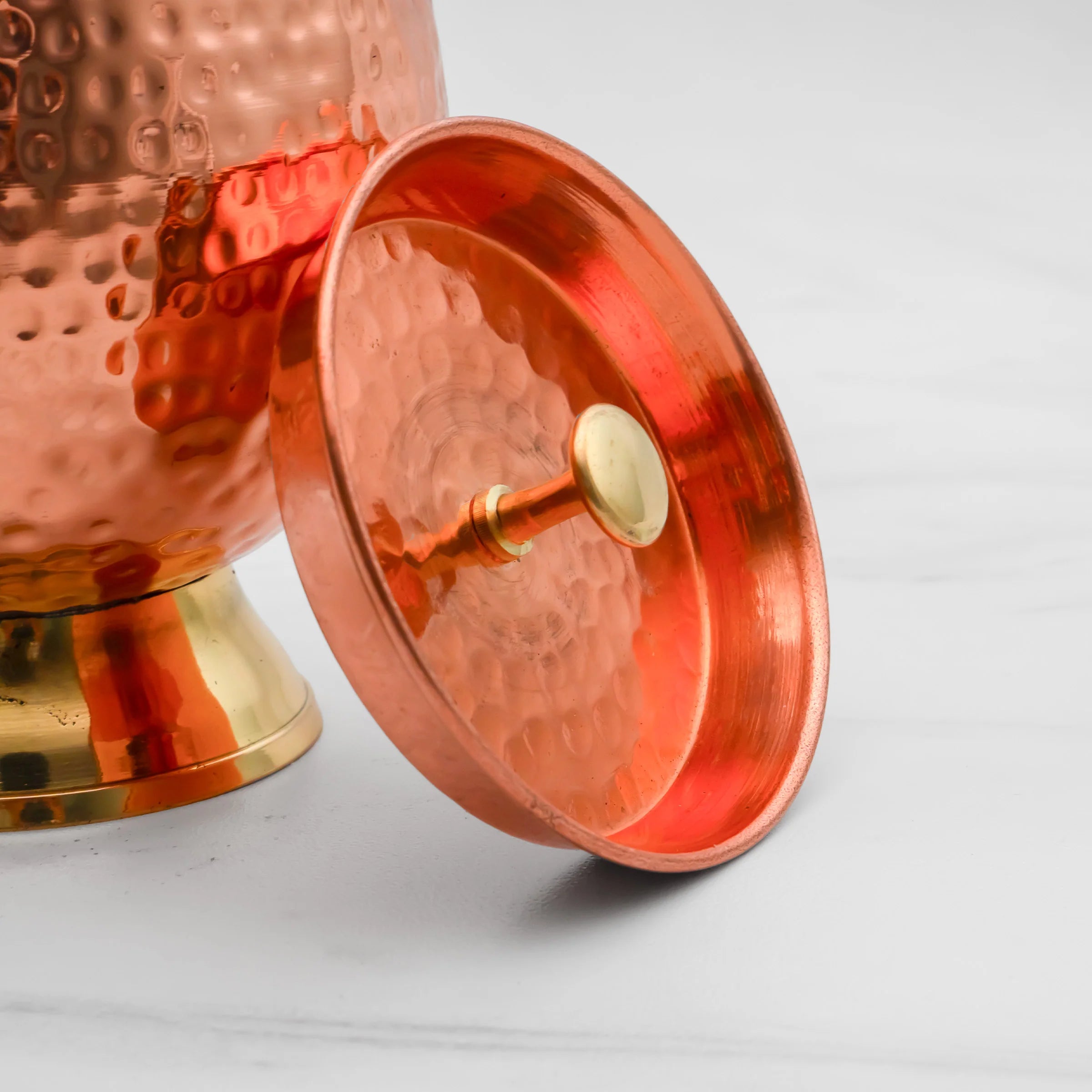 Health Smith Pure Copper Jug for Water with Lid & Handle - Antioxidant and Antimicrobial