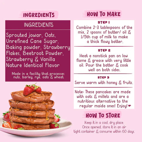 Gladful Strawberry Pancakes with Jowar & Oats