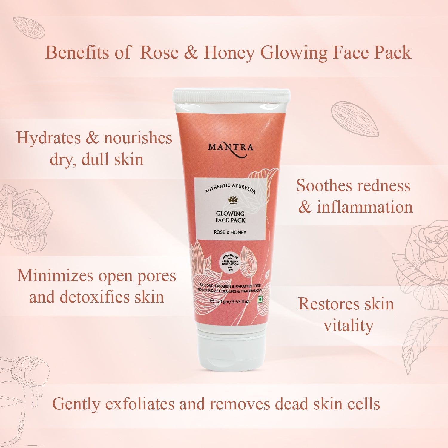 Mantra Rose & Honey Glowing Face Pack - Image 3
