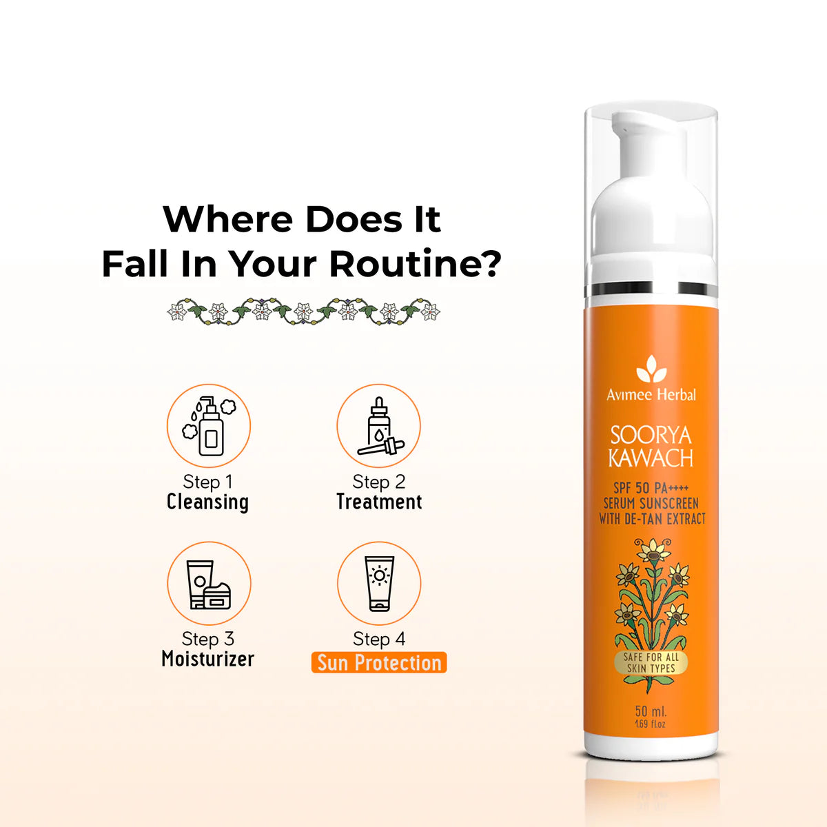 Avimee herbal Soorya Kawach SPF50 PA++++ Hybrid Sunscreen with De-Tan Extract