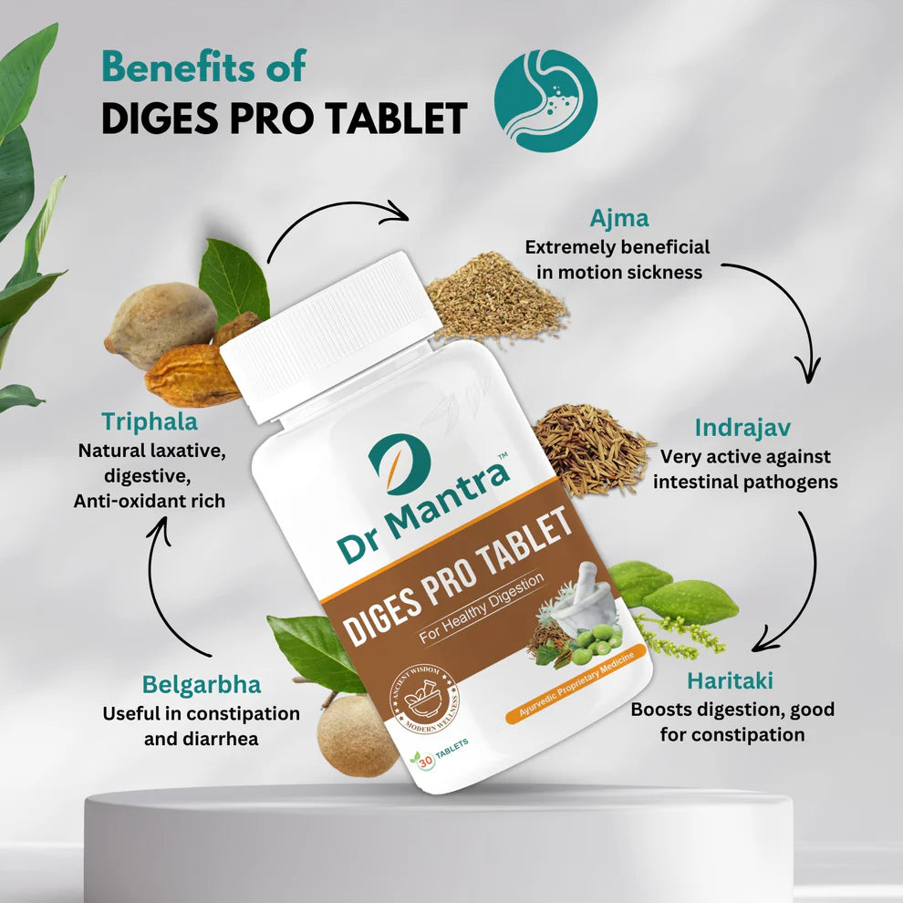 Digestion Supplement Tablets| Gut health Support, Acidity, Gas & Constipation Relief| Safe & Natural with Ayurvedic Herbs Triphala & Indrajav| 30 Tablets