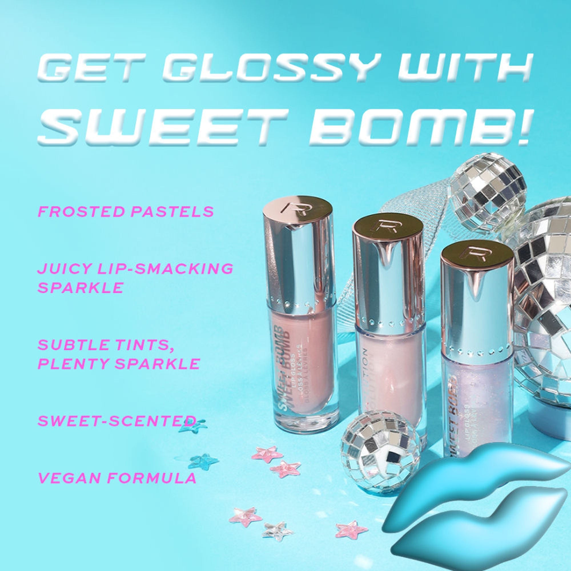 Makeup Revolution Y2K Baby Sweet Bomb Lip Gloss - Strawberry Swirl Nude
