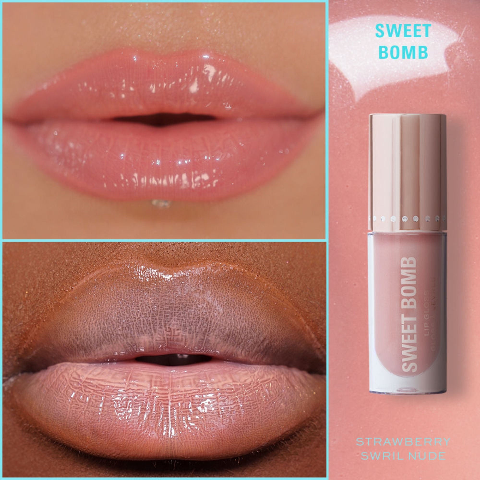 Makeup Revolution Y2K Baby Sweet Bomb Lip Gloss - Strawberry Swirl Nude