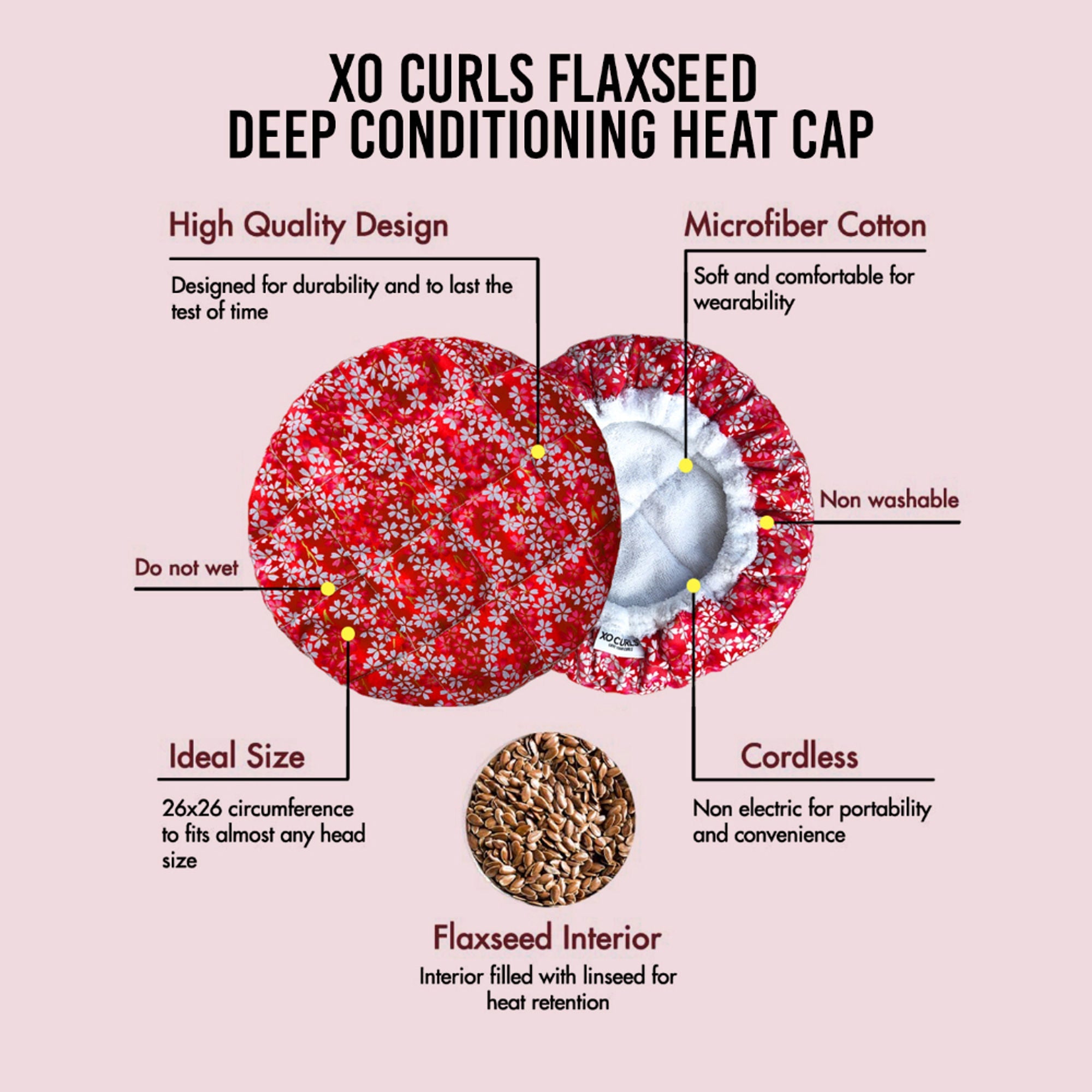 XO Curls Flax Seed Heat Cap For Deep Conditioning