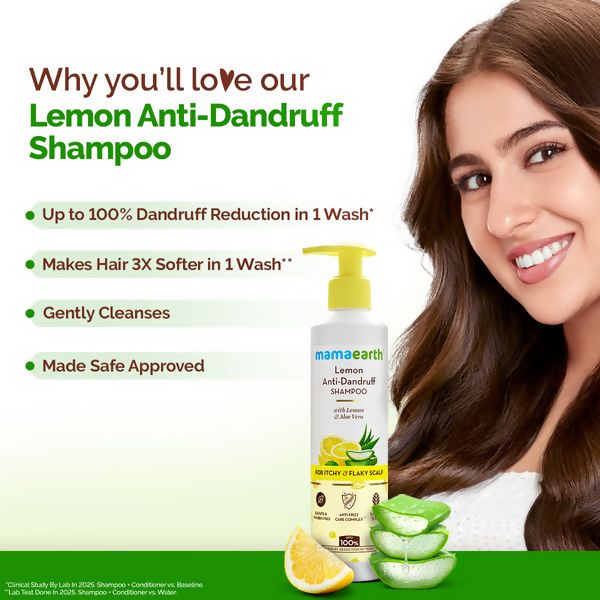 Mamaearth Lemon Anti-Dandruff Shampoo with Lemon & Aloe Vera for Itchy & Flaky Scalp