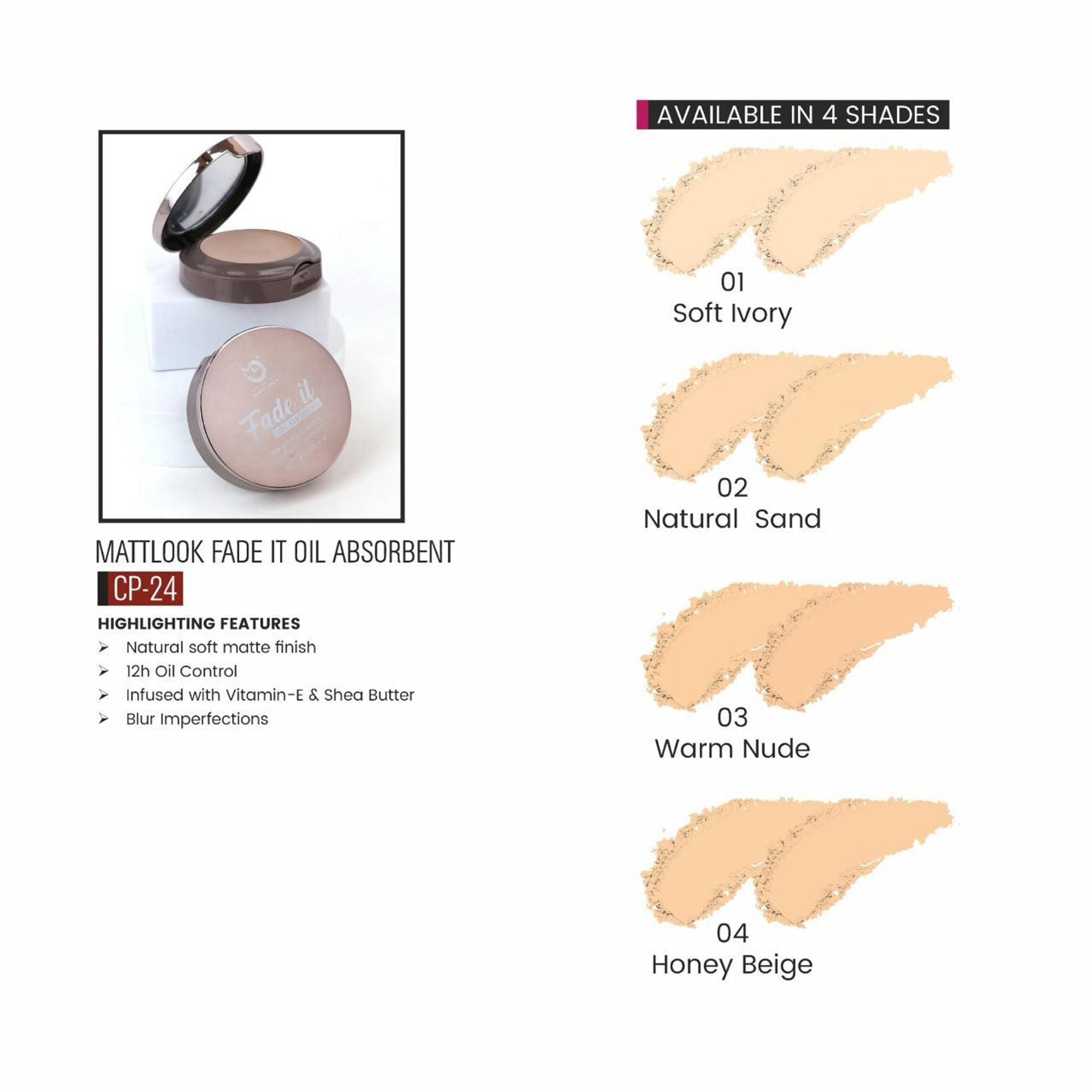 Matt Look Fade If Oil Absorbent Compact - 04 Honey Beige