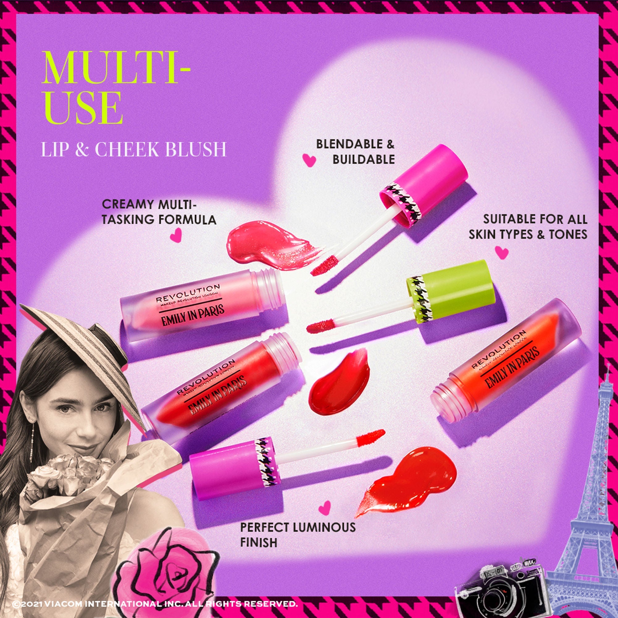 Makeup Revolution X Emily In Paris Multi-Use Lip & Cheek Blush Paris Fantasy Rouge