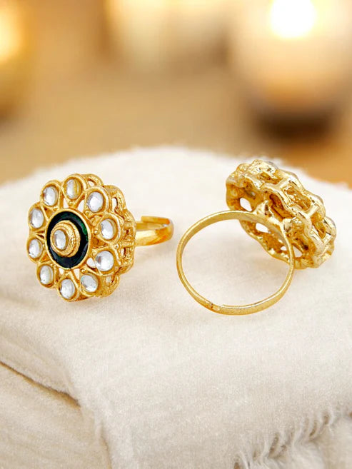 Tehzeeb Creation Traditional Designer Kundan Stone Green Meenakari Choker Bridal Set THZ391