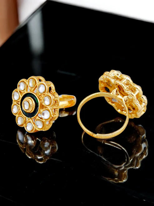 Tehzeeb Creation Traditional Designer Kundan Stone Green Meenakari Choker Bridal Set THZ391