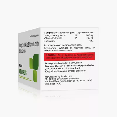 Bakson's VITA-E PLUS (Omega 3 Fatty Acids & Vitamin E Acetate Softgel Capsules)