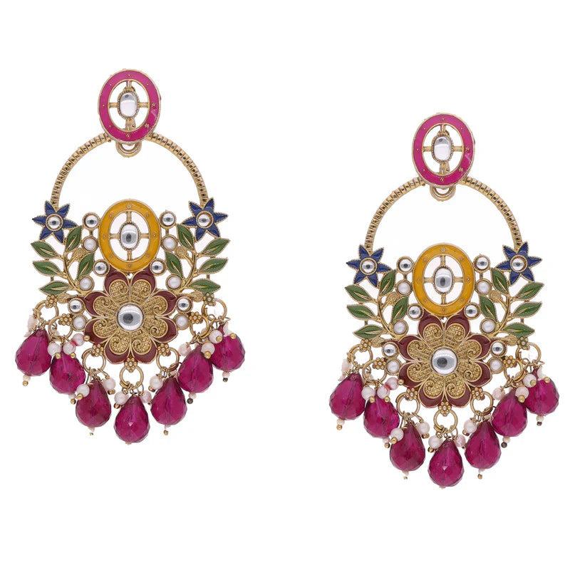 Tehzeeb Creation pink beads multy colour earrings THZ336
