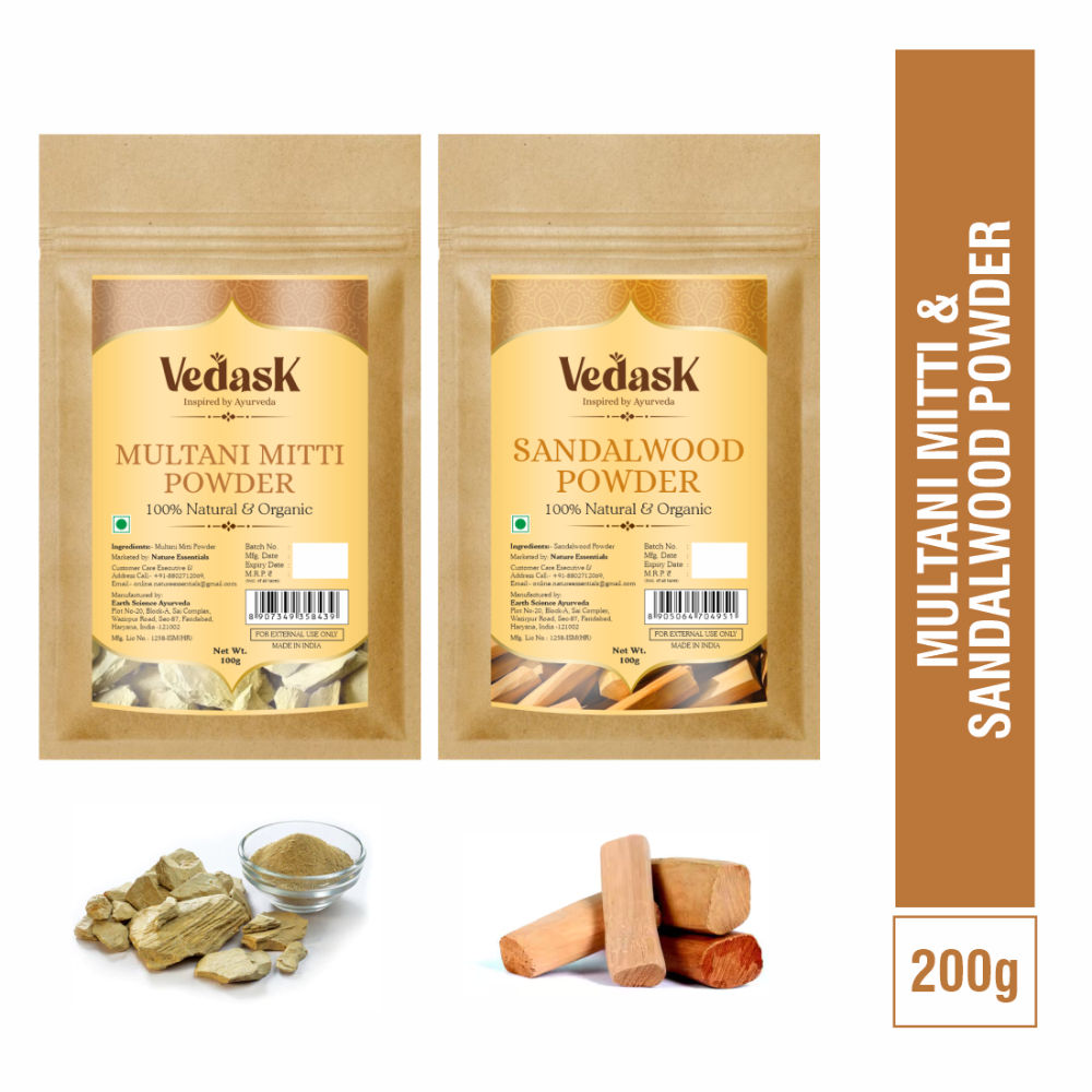Vedask Organic Multani Mitti And SandalWood Powder Combo Pack