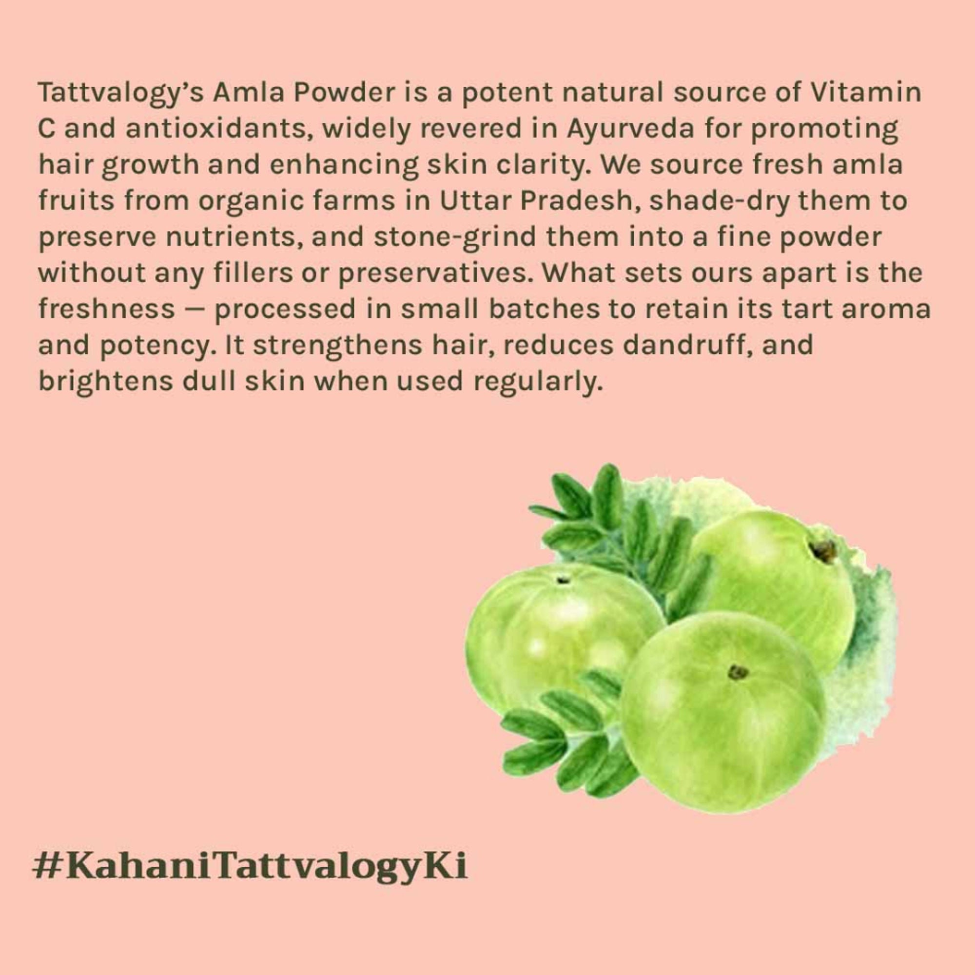 Tattvalogy Amla Powder-Vitamin-C Rich, Brightens Skin, Reduces Frizz & Uneven Tone, Conditions Hair