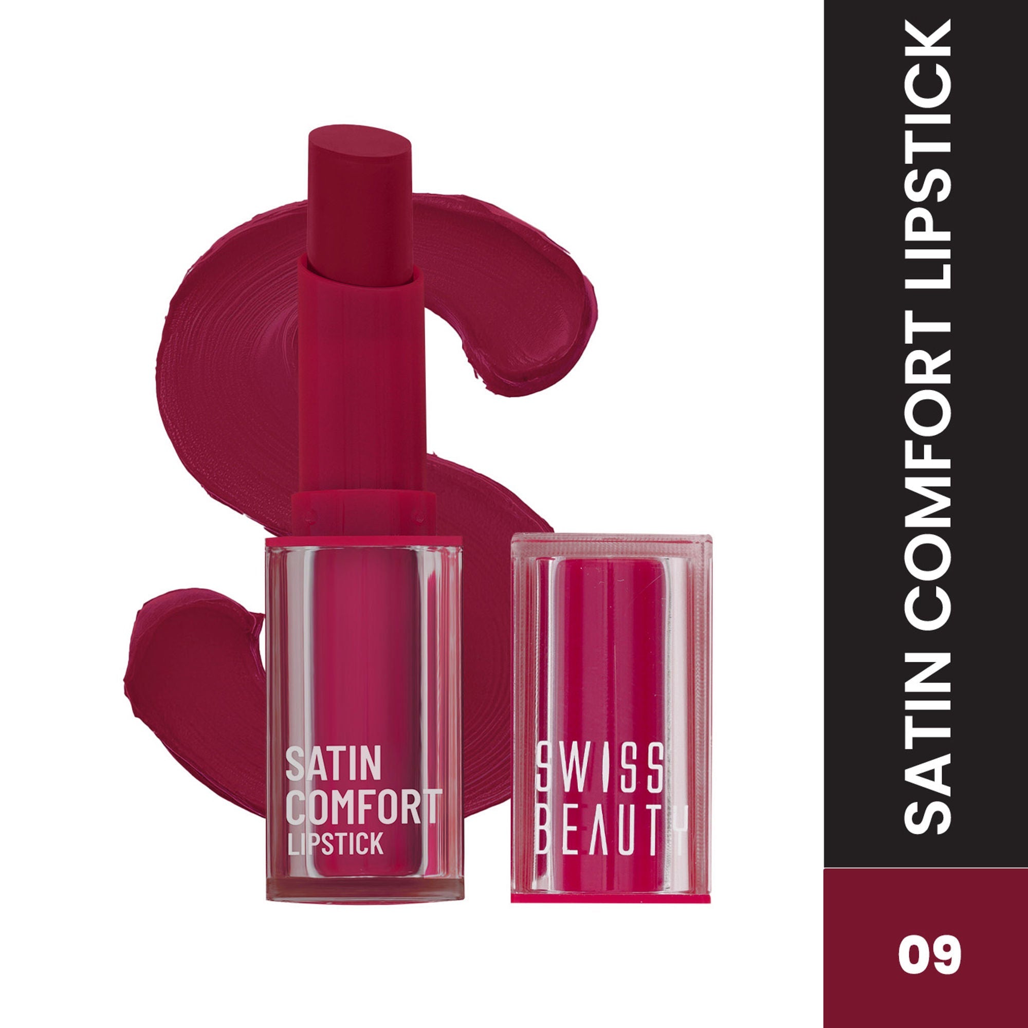 Swiss Beauty Satin Comfort Smooth Glide, Highly Pigmented , Ultra Hydrating Lipstick - 9 Cherry Blossom