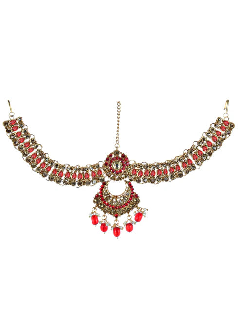 Tehzeeb Creation Traditional Stone Bridal Set 7 Pcs. For Girls & Women THZ399