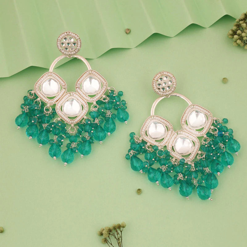 Tehzeeb Creation gold polish green colour earrings THZ372