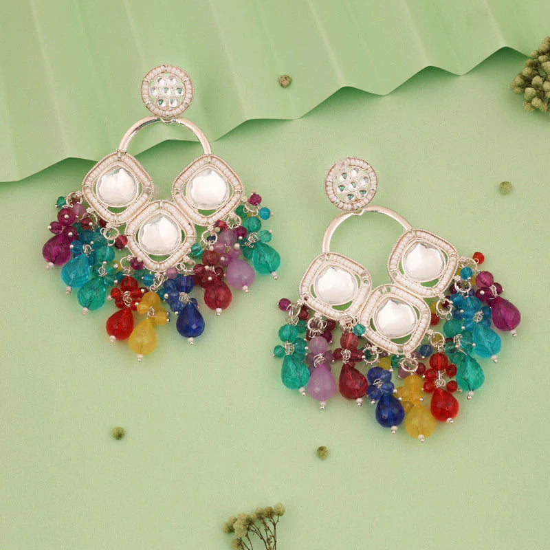 Tehzeeb Creation gold polish multy colour earrings THZ374