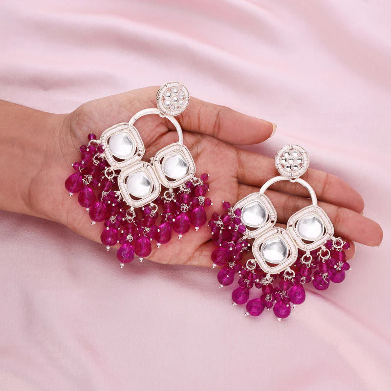 Tehzeeb Creation gold polish pink colour earrings THZ375