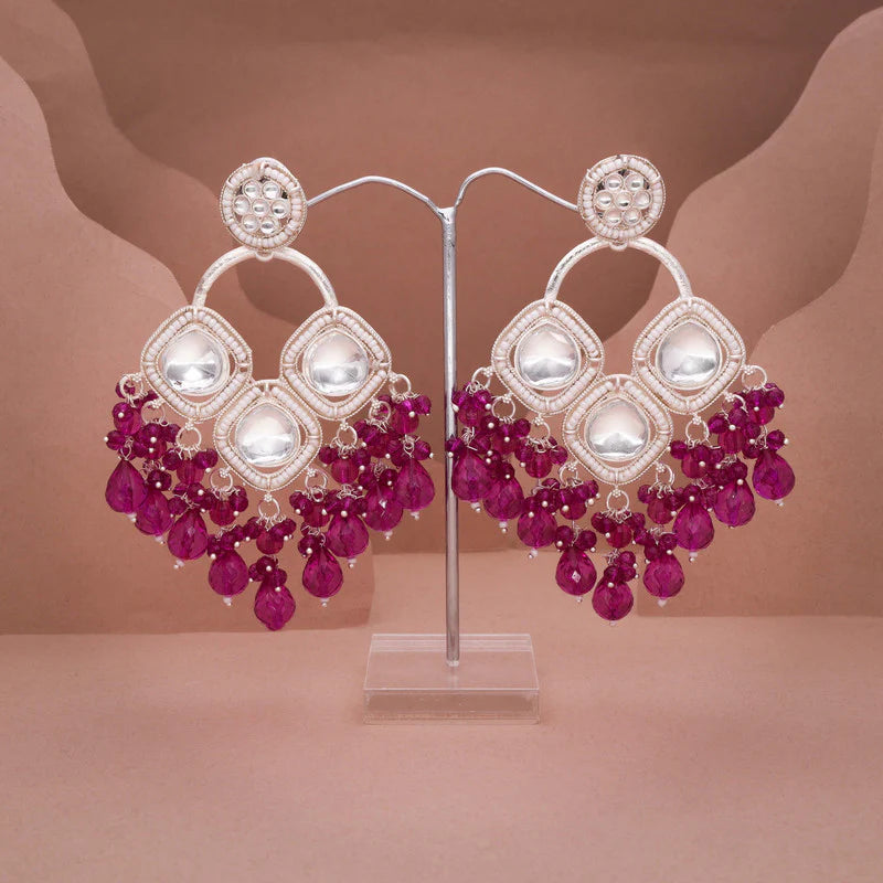 Tehzeeb Creation gold polish pink colour earrings THZ375