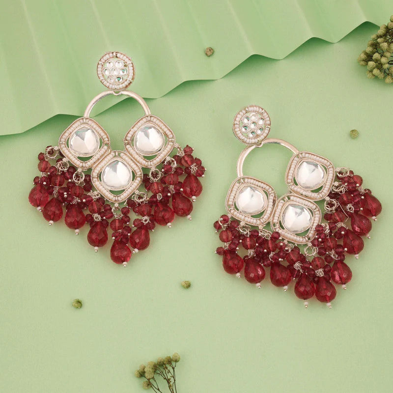 Tehzeeb Creation gold polish rani pink colour earrings THZ376